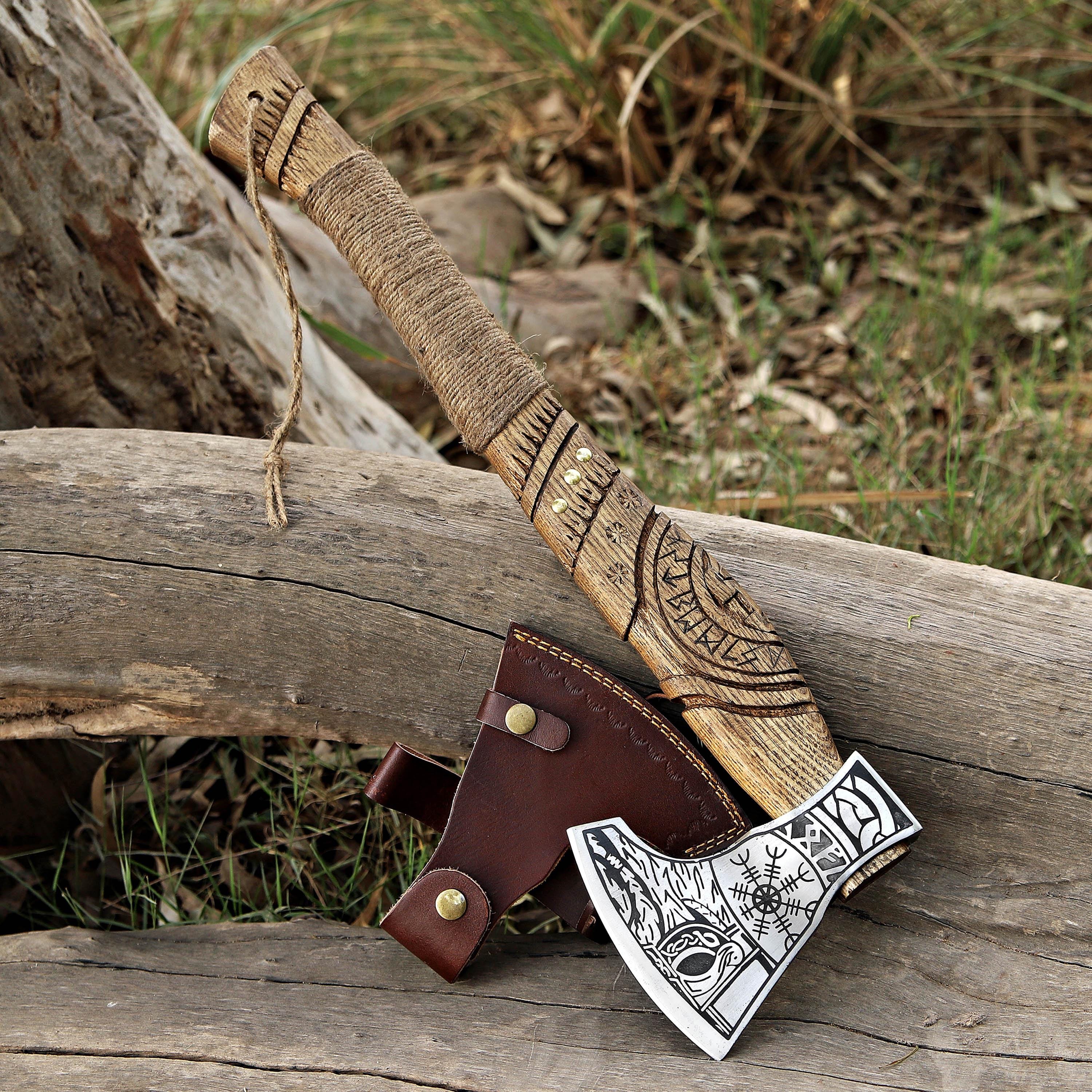 Vintage Handmade Viking Axe With Pakka Wood Handle Battle Axe Throwing Axe Custom Axe Bronze Axes Christmas Gift Box Gift For Him