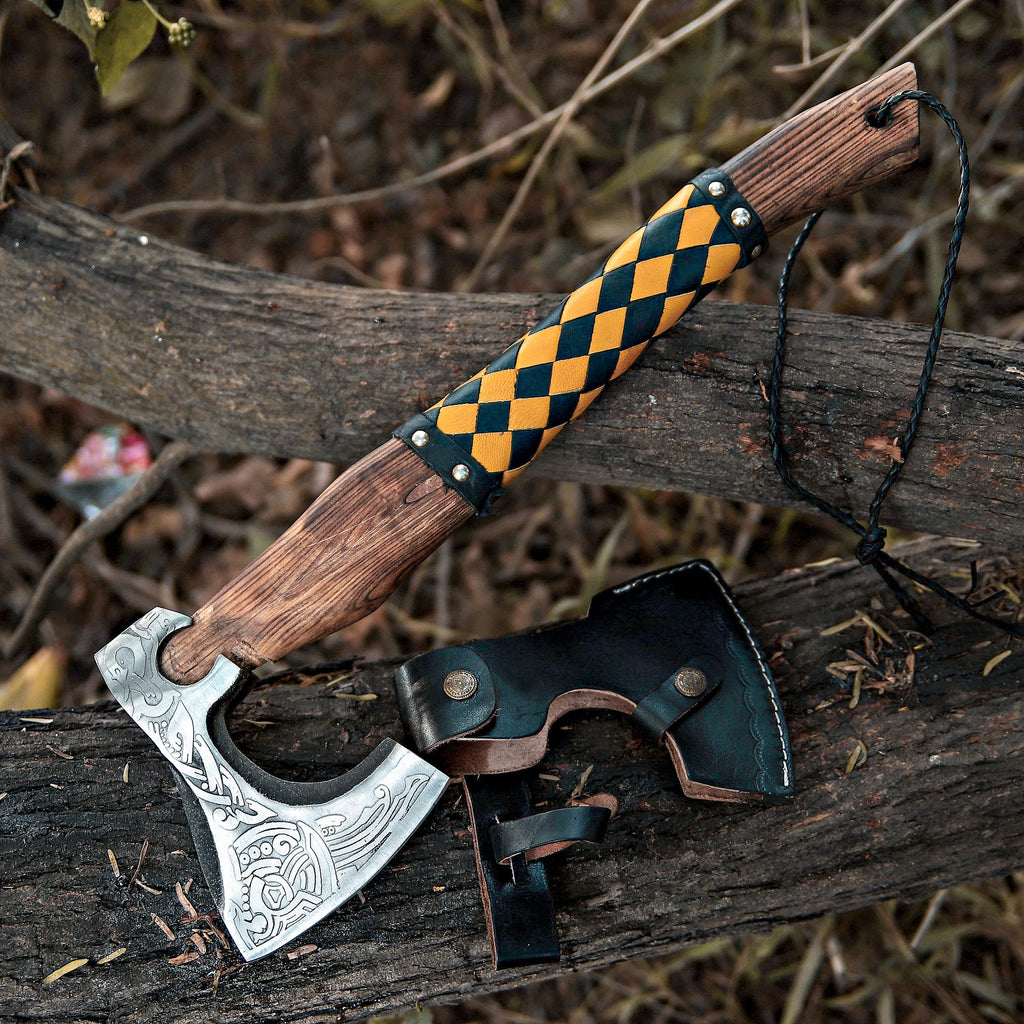 Handmade Viking Axe | Pakka Wood Handle | Custom Axe | Throwing Axe | Battle Axe | Hunting Axe | Christmas Gift Box | Gift For Him
