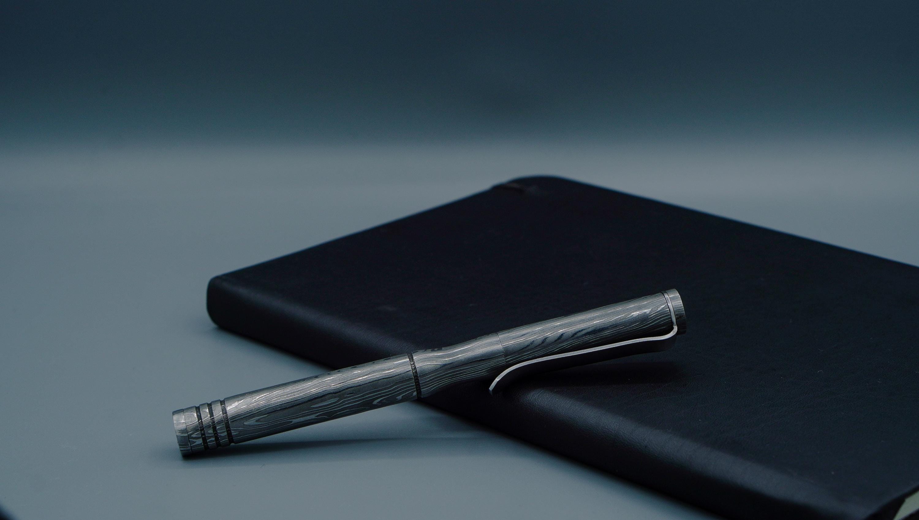 Exquisite Handmade Damascus Steel Ballpoint Pen, Hand Forged Steel Ballpoint With Pocket Clipper, Best Employee Gift, Graduation gift