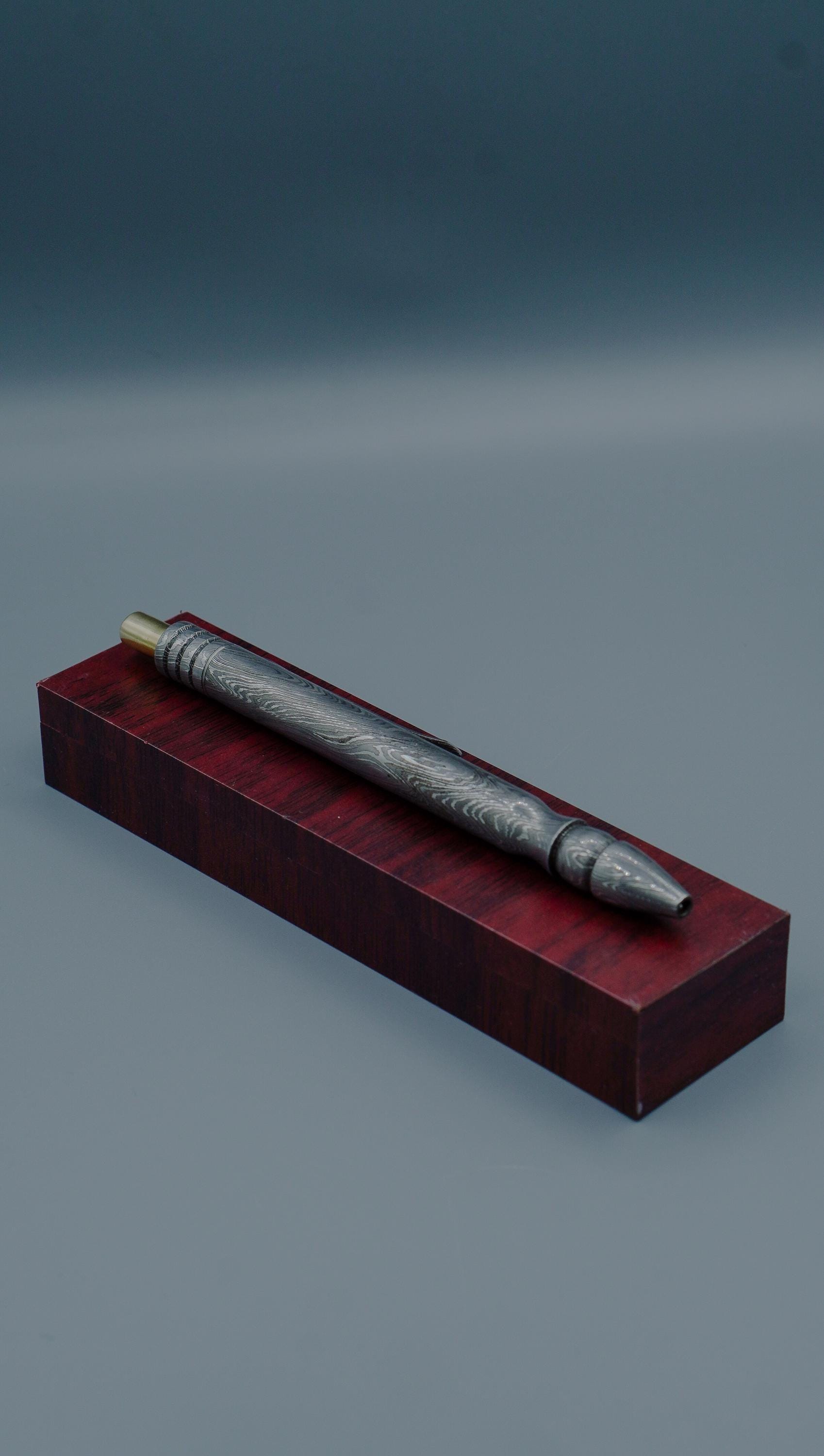 Premium Handmade Damascus Steel Pen, Hand Forged Steel and Copper Brass Pen, Damascus Ballpoint with Pocket Clipper, Teacher Retirement Gift